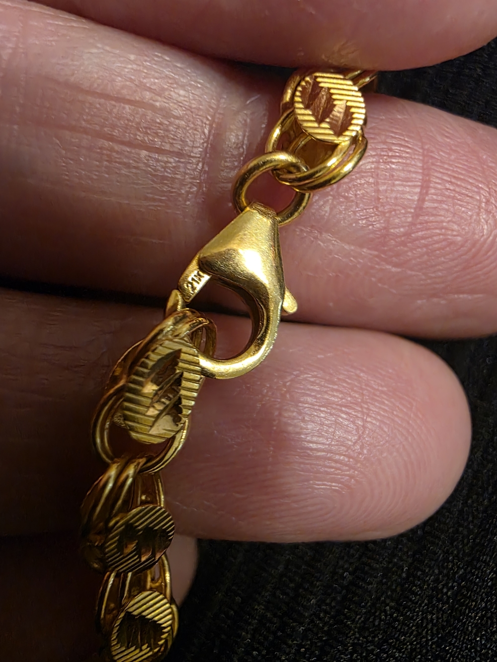 21k Gold Damascus Chain W/ Stamp 21k Not Plated Almost 13grams 16" - Picture 11 of 14
